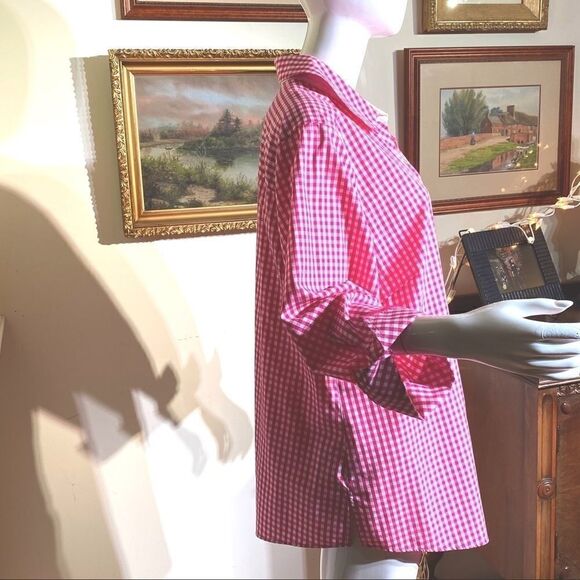 AS NEW Foxcroft No-Iron Pink & White Gingham Shirt - Picture 5 of 8